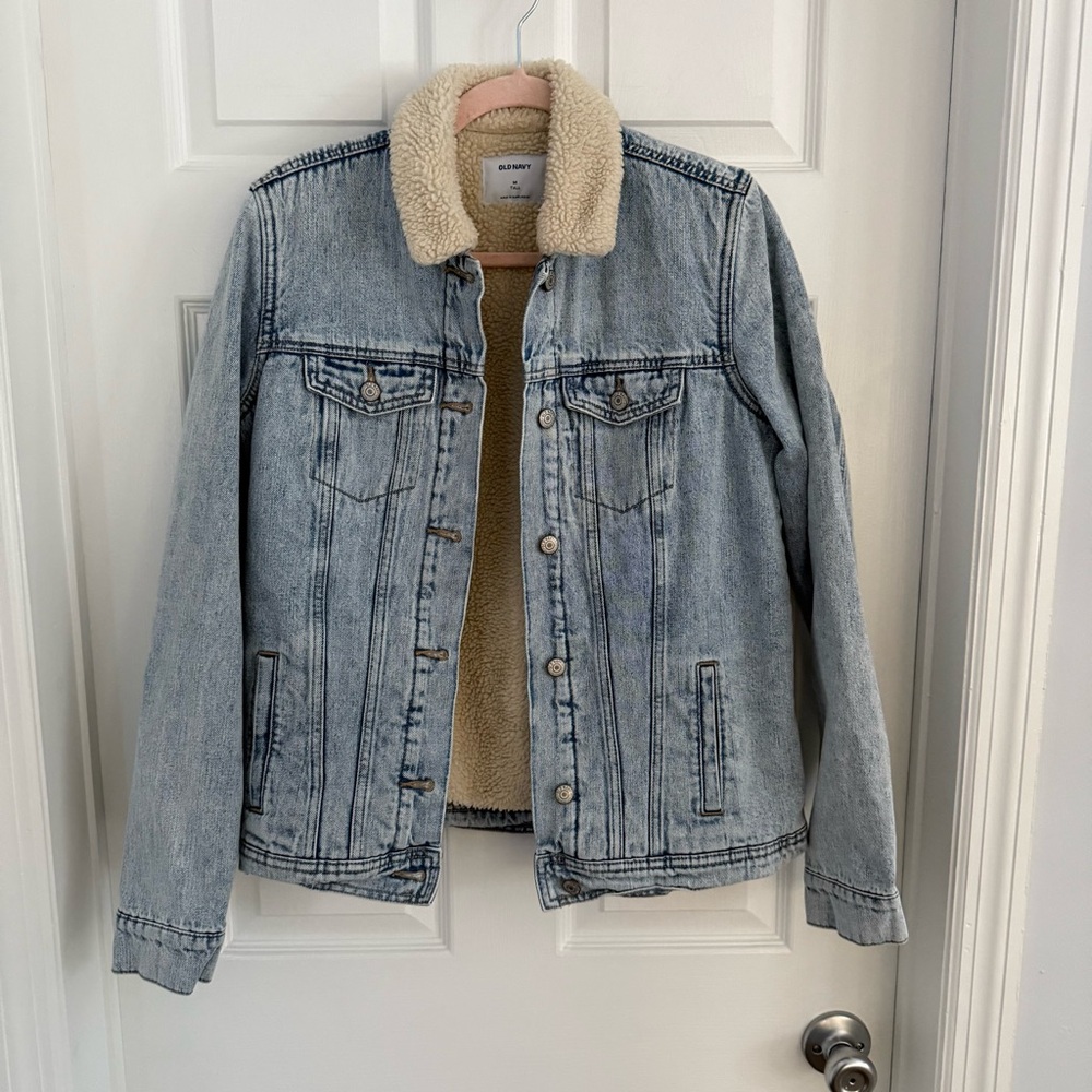Old Navy Sherpa Lined Denim Jacket Size Medium Tall
